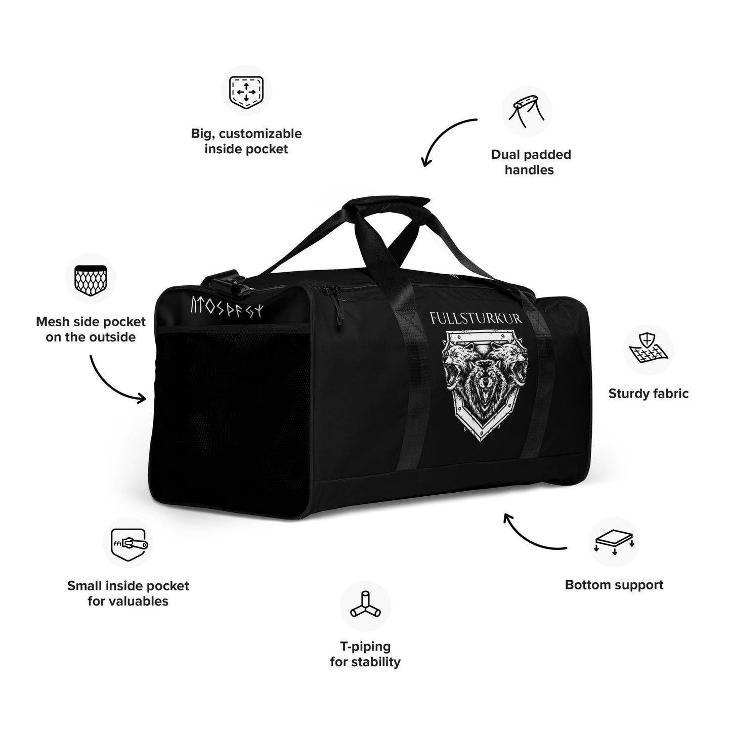 Duffle bag - Black / White Cerberus Bag