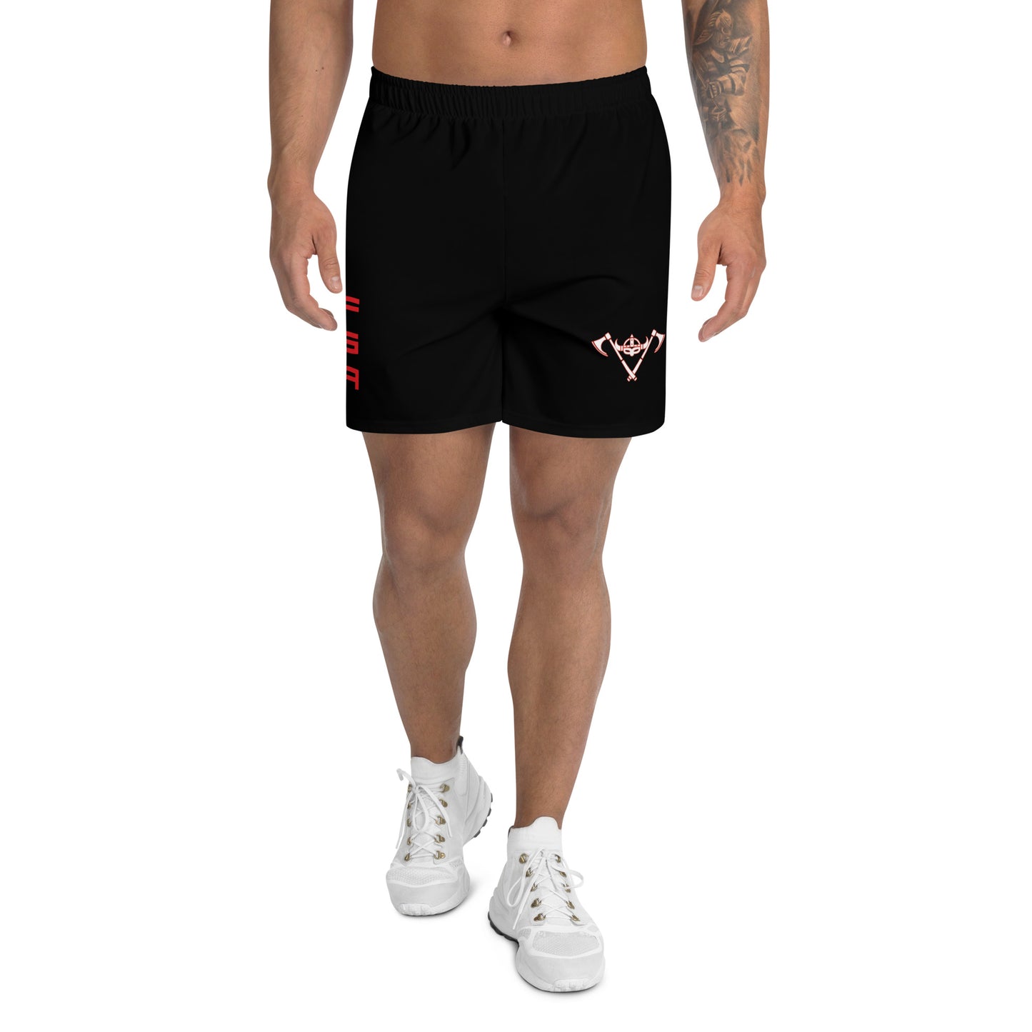 Men's Athletic Shorts / Black / White Logo / Red FSA