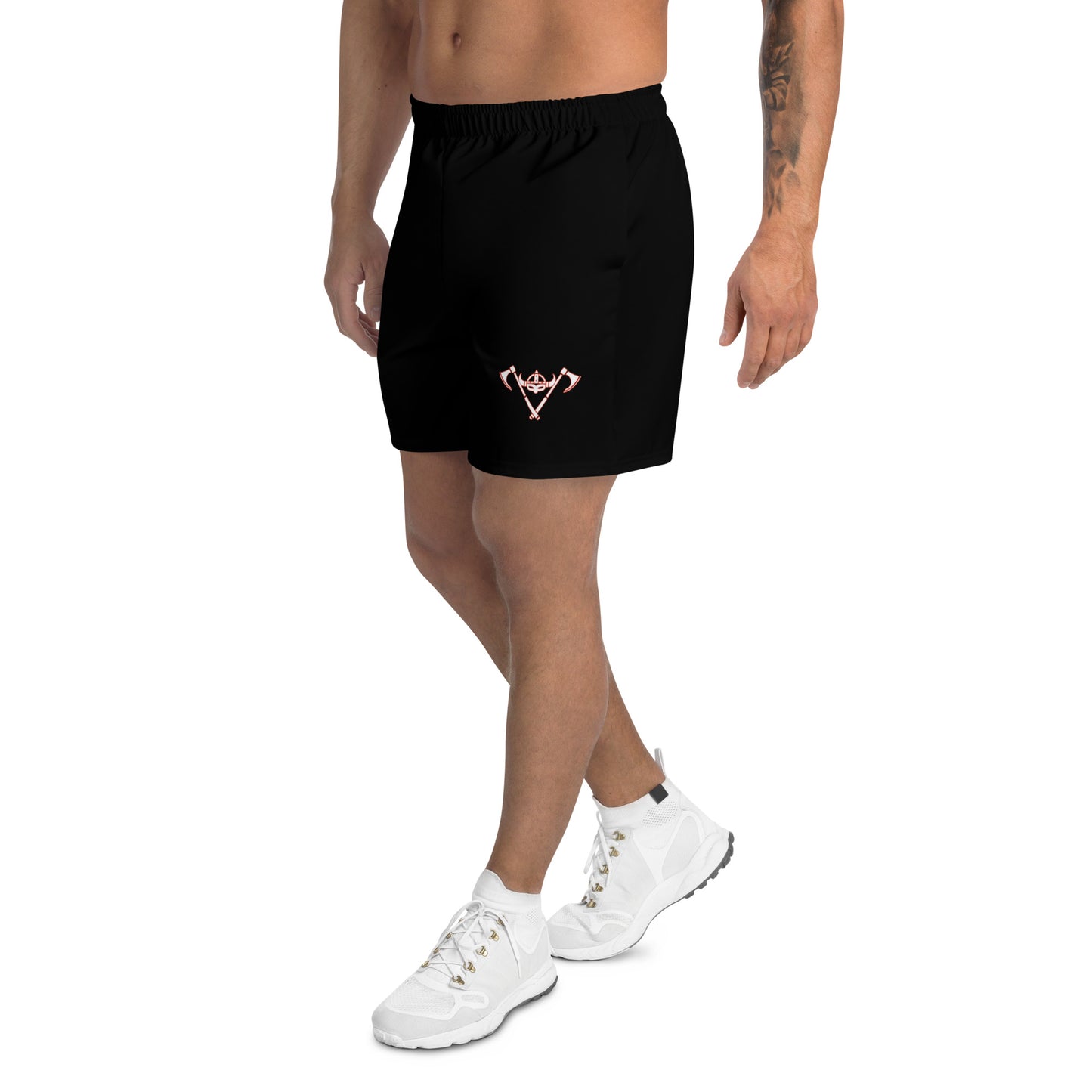Men's Athletic Shorts / Black / White Logo / Red FSA