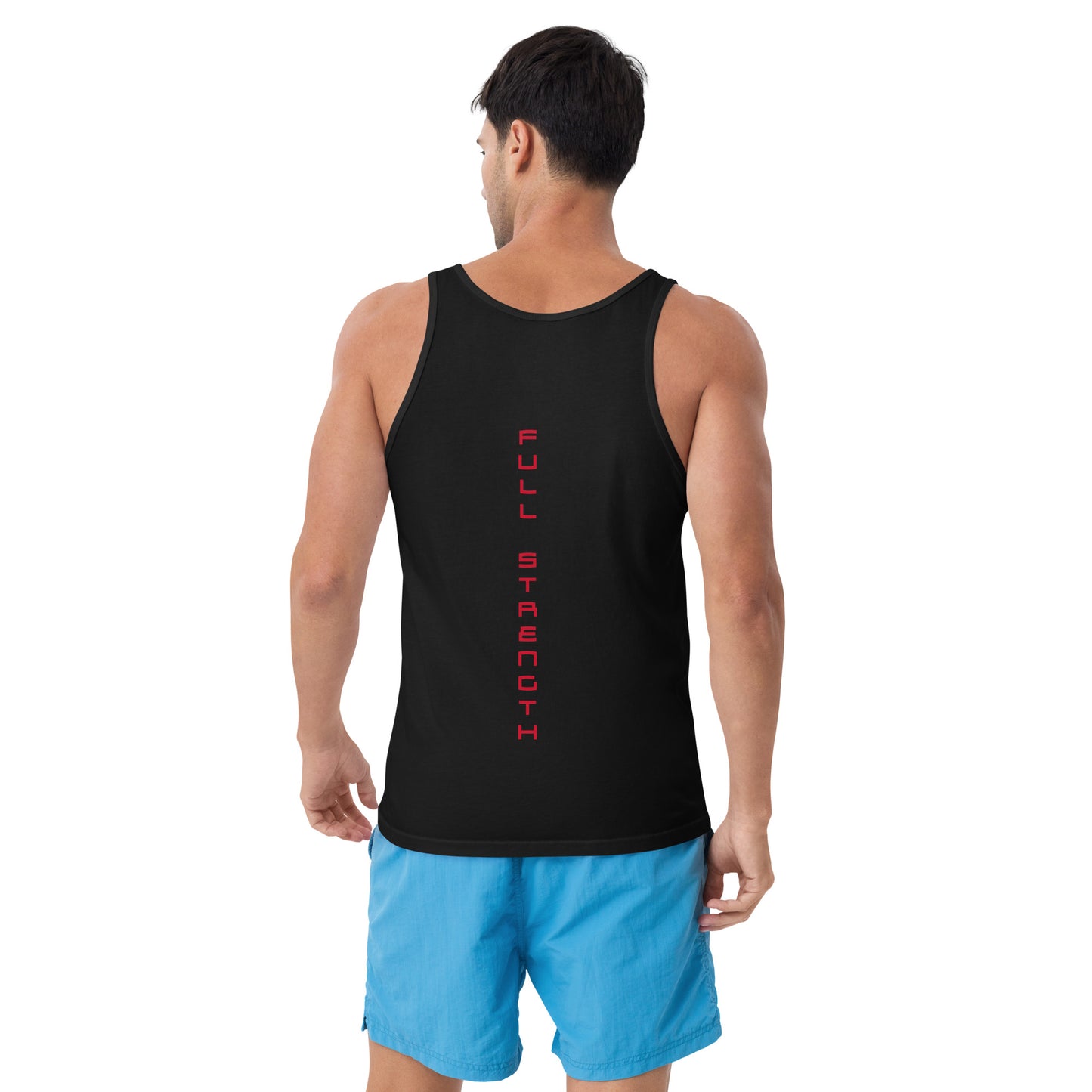 Mens Tank Top / Black-Red Logo / Red Full Strength