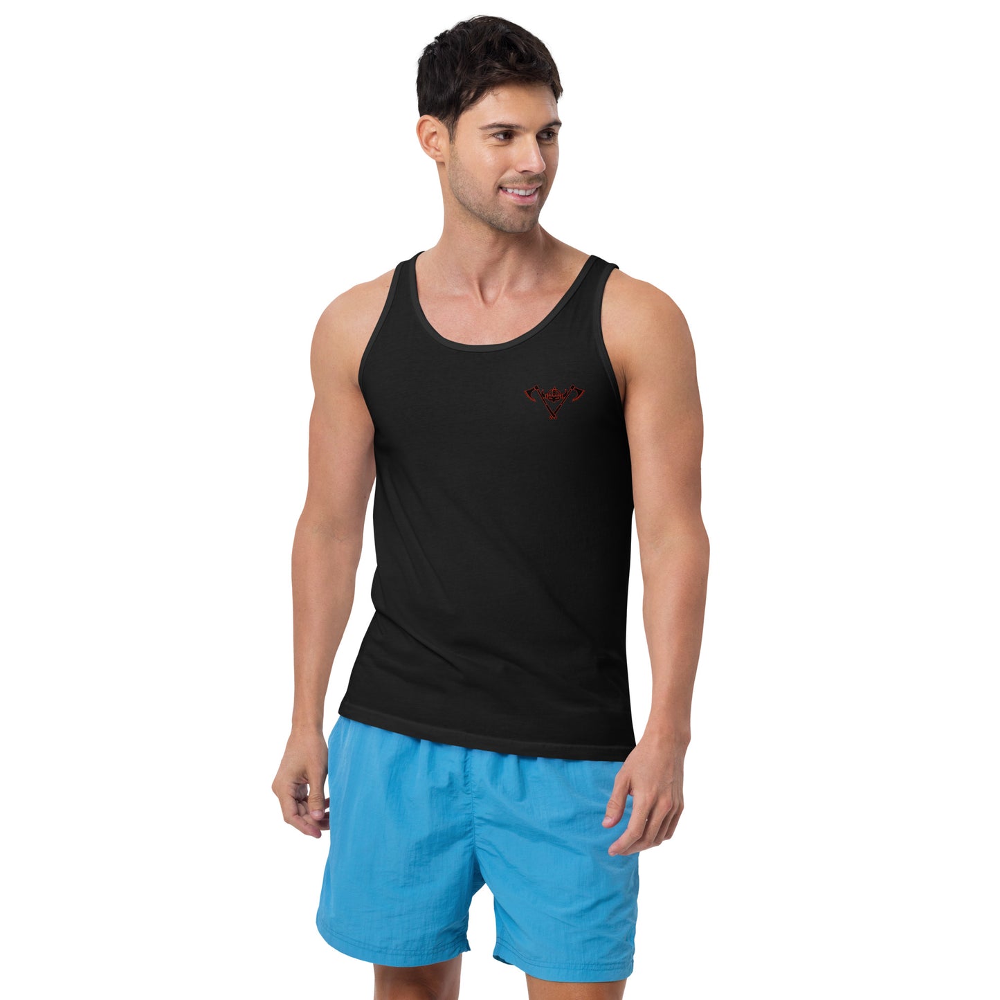 Mens Tank Top / Black-Red Logo / Red Full Strength