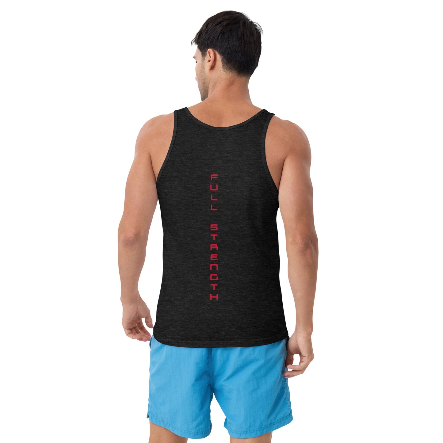 Mens Tank Top / Black-Red Logo / Red Full Strength