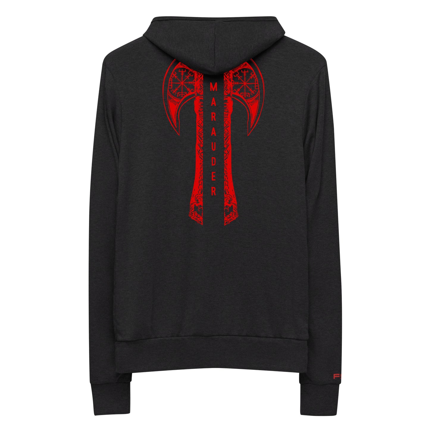Unisex Zip Hoodie - Black / Red Logo / M16