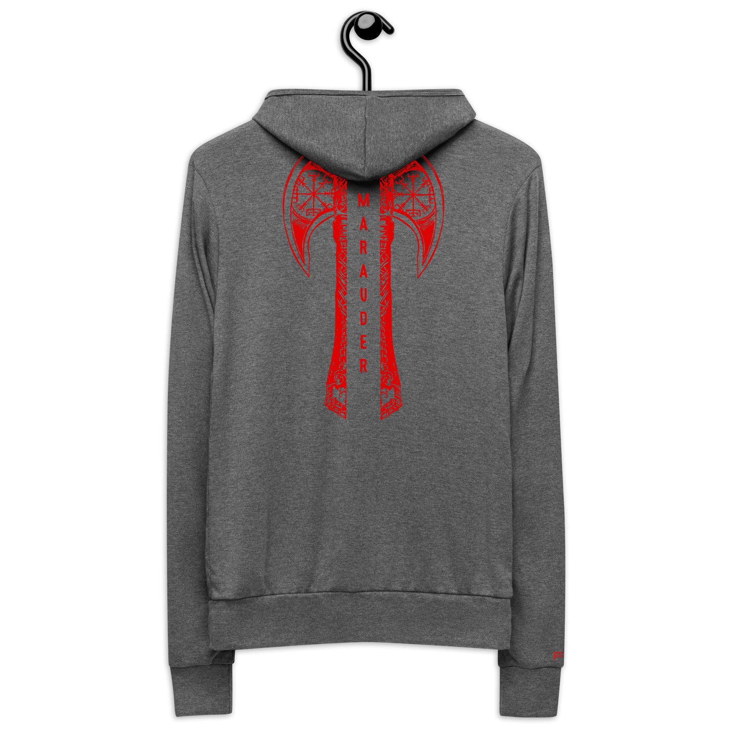 Unisex Zip Hoodie - Black / Red Logo / M16
