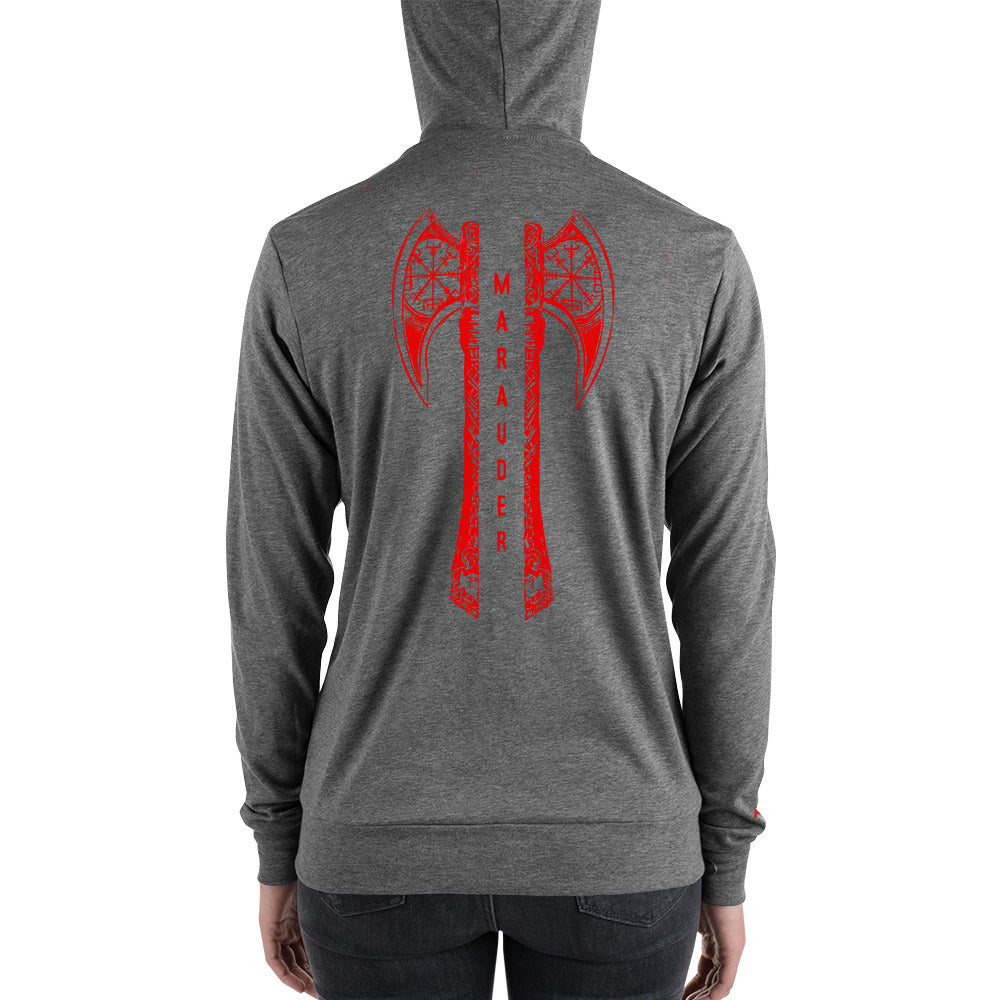 Unisex Zip Hoodie - Black / Red Logo / M16