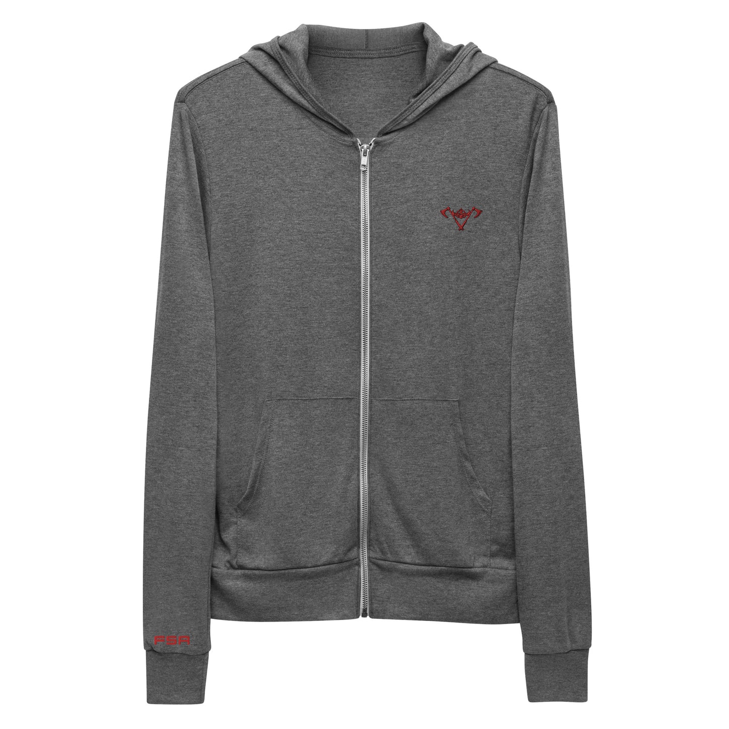 Unisex Zip Hoodie - Black / Red Logo / M16