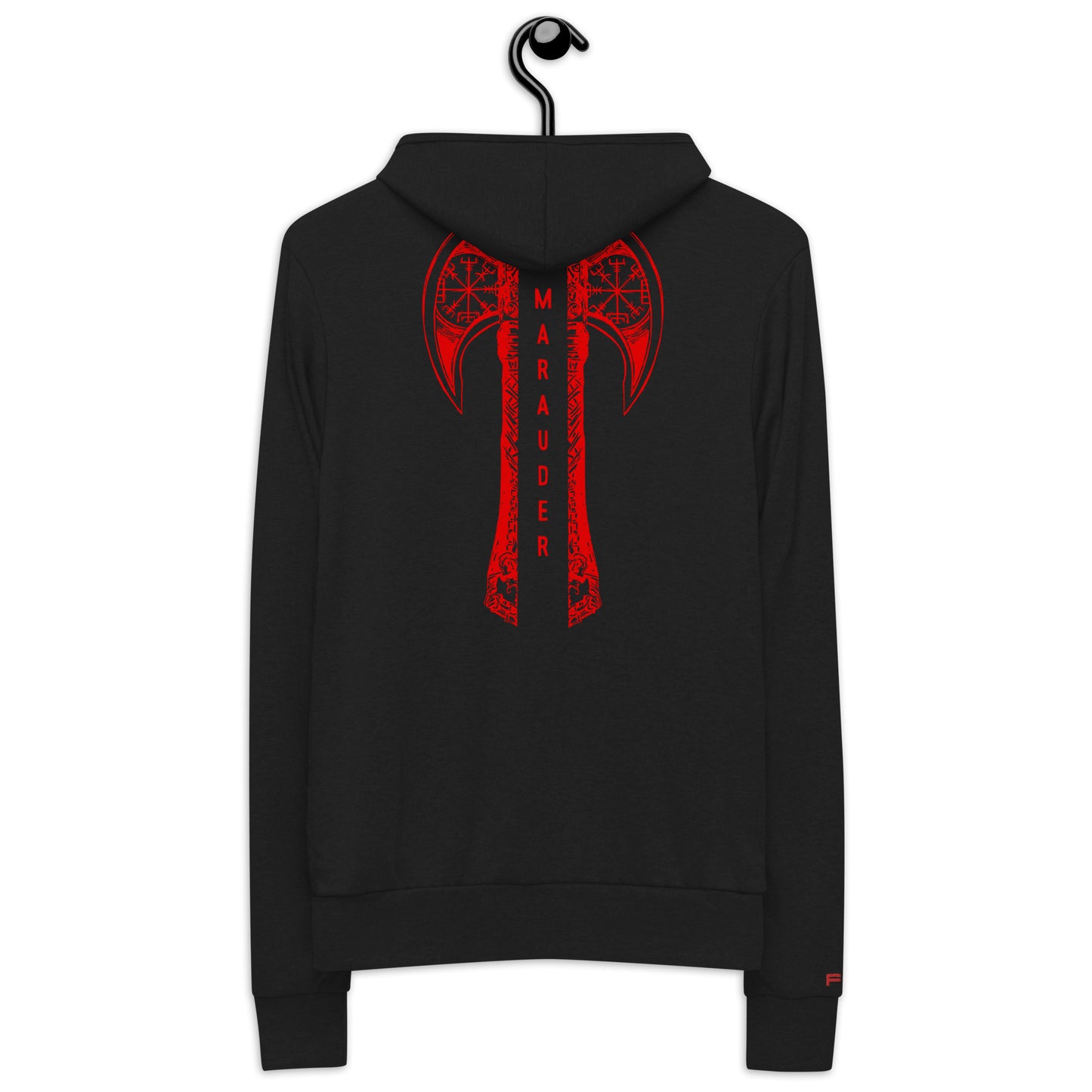 Unisex Zip Hoodie - Black / Red Logo / M16
