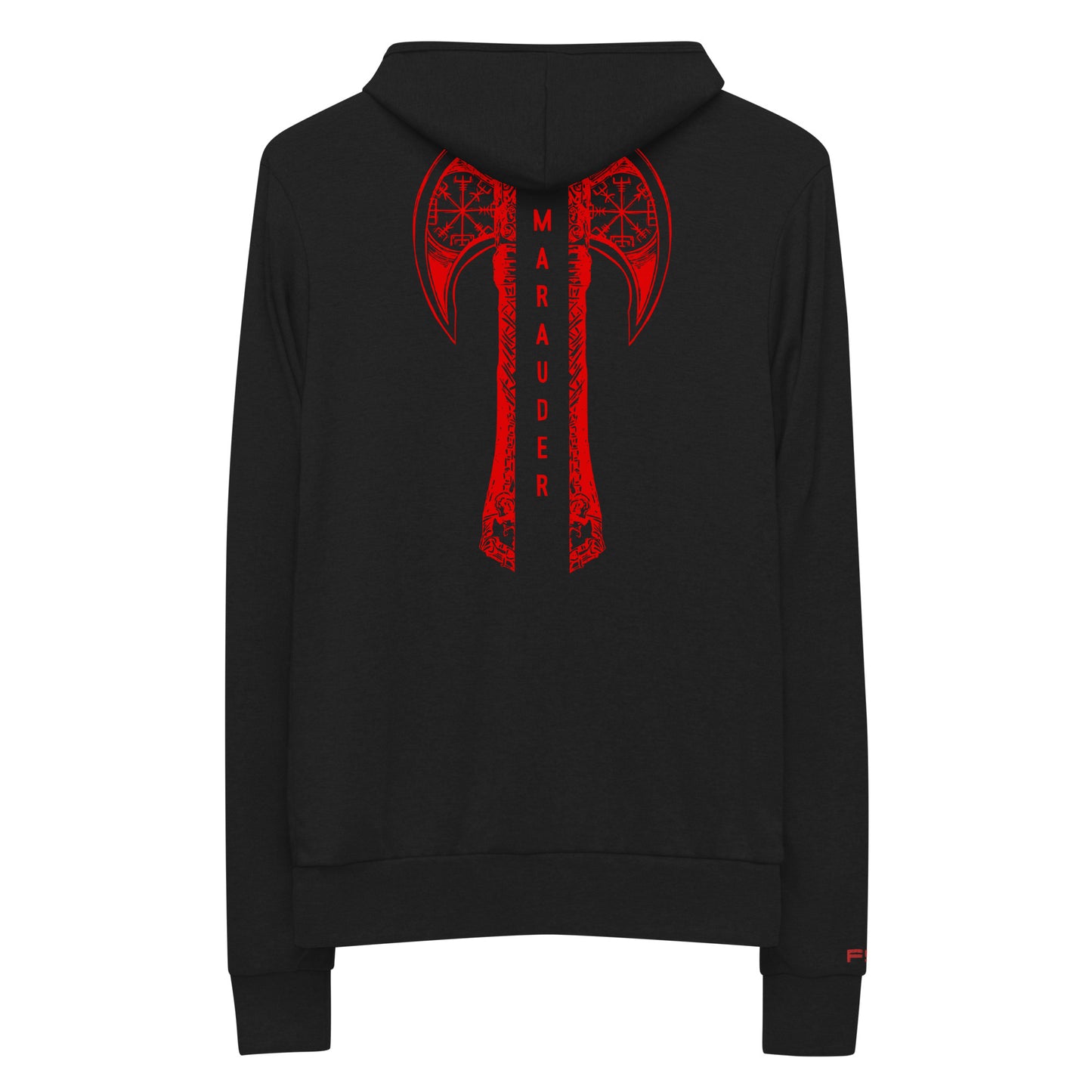 Unisex Zip Hoodie - Black / Red Logo / M16