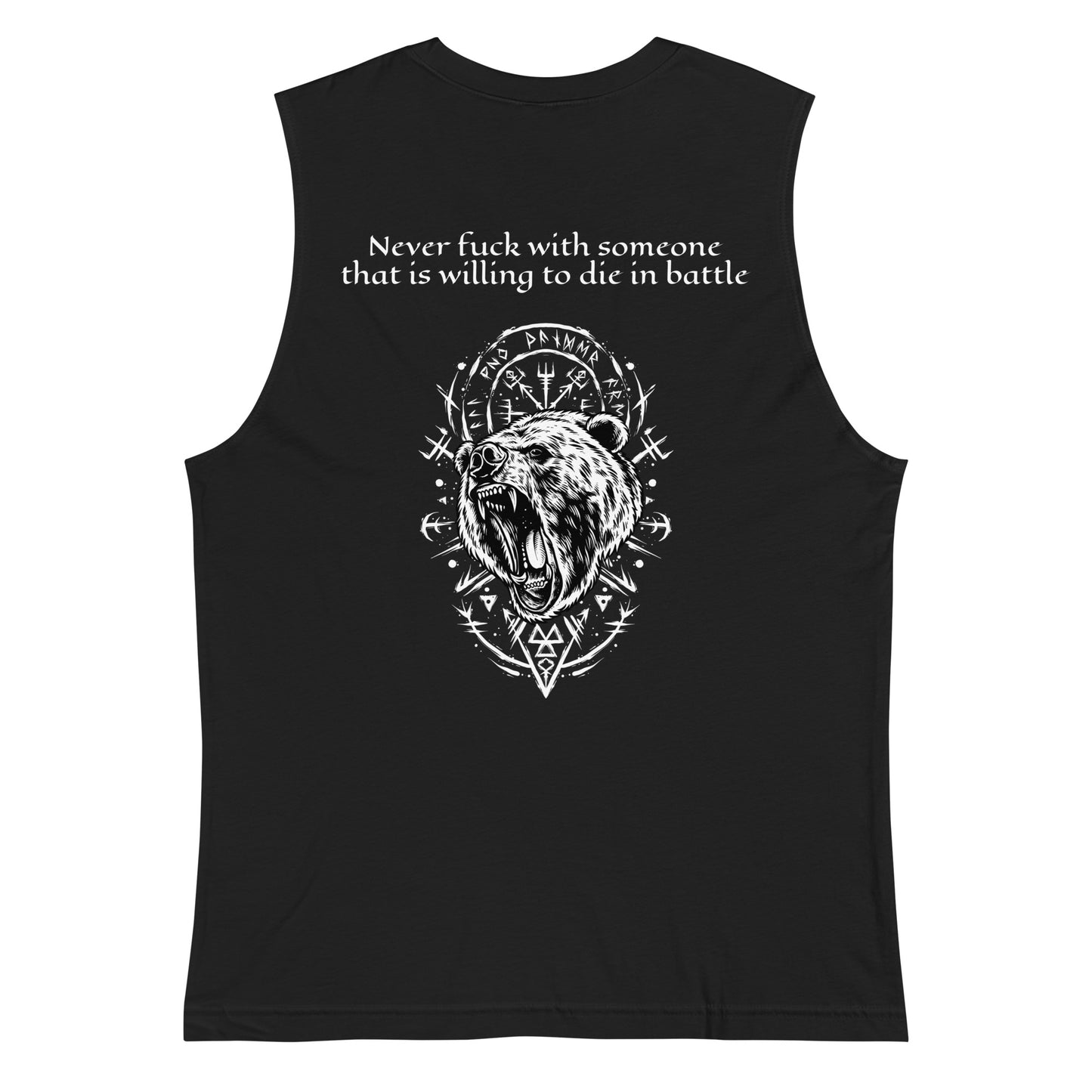 Mens Muscle Shirt / White Logo / White Berserker