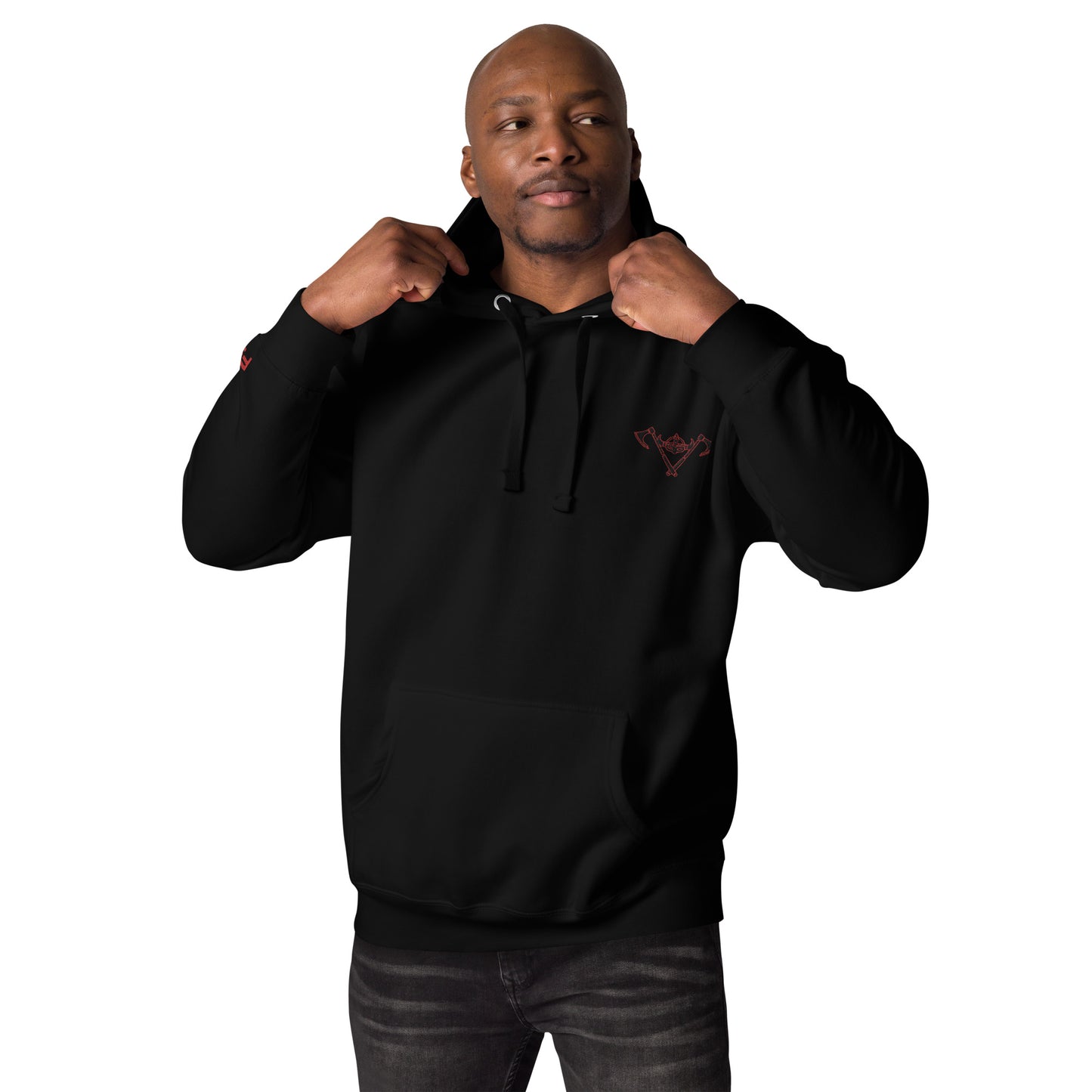 Unisex Hoodie / Black / Black-Red Logo / M16