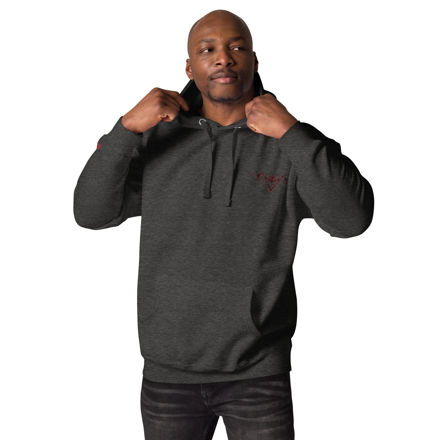 Unisex Hoodie / Black / Black-Red Logo / M16