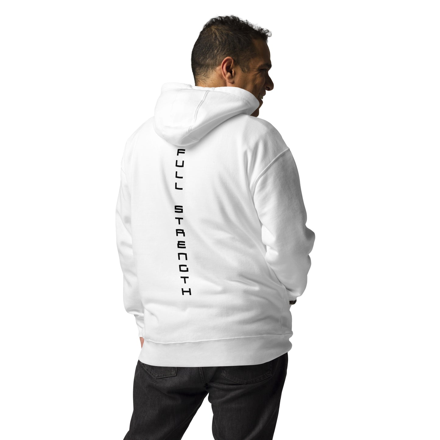 Unisex Hoodie / White / Black Logo / Full Strength / FSA