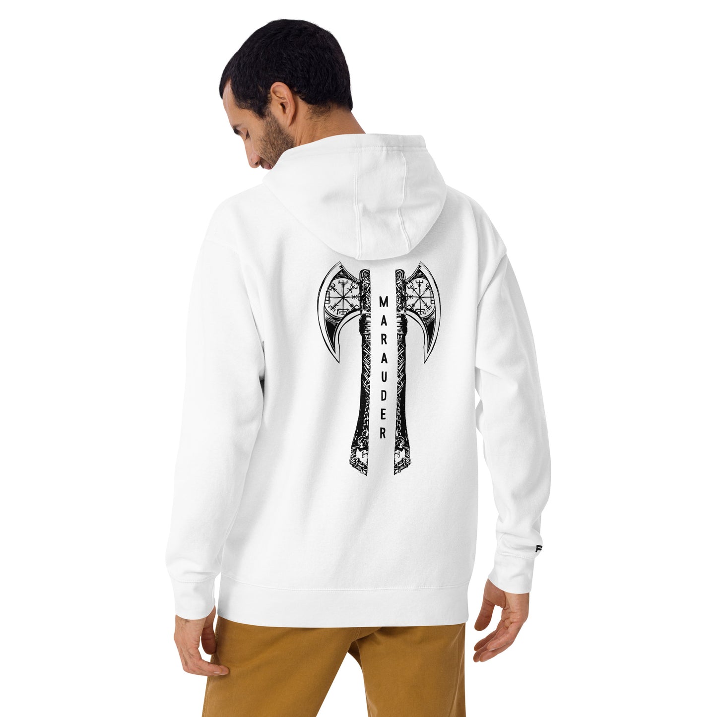 Unisex Hoodie / White / Black Logo / M18