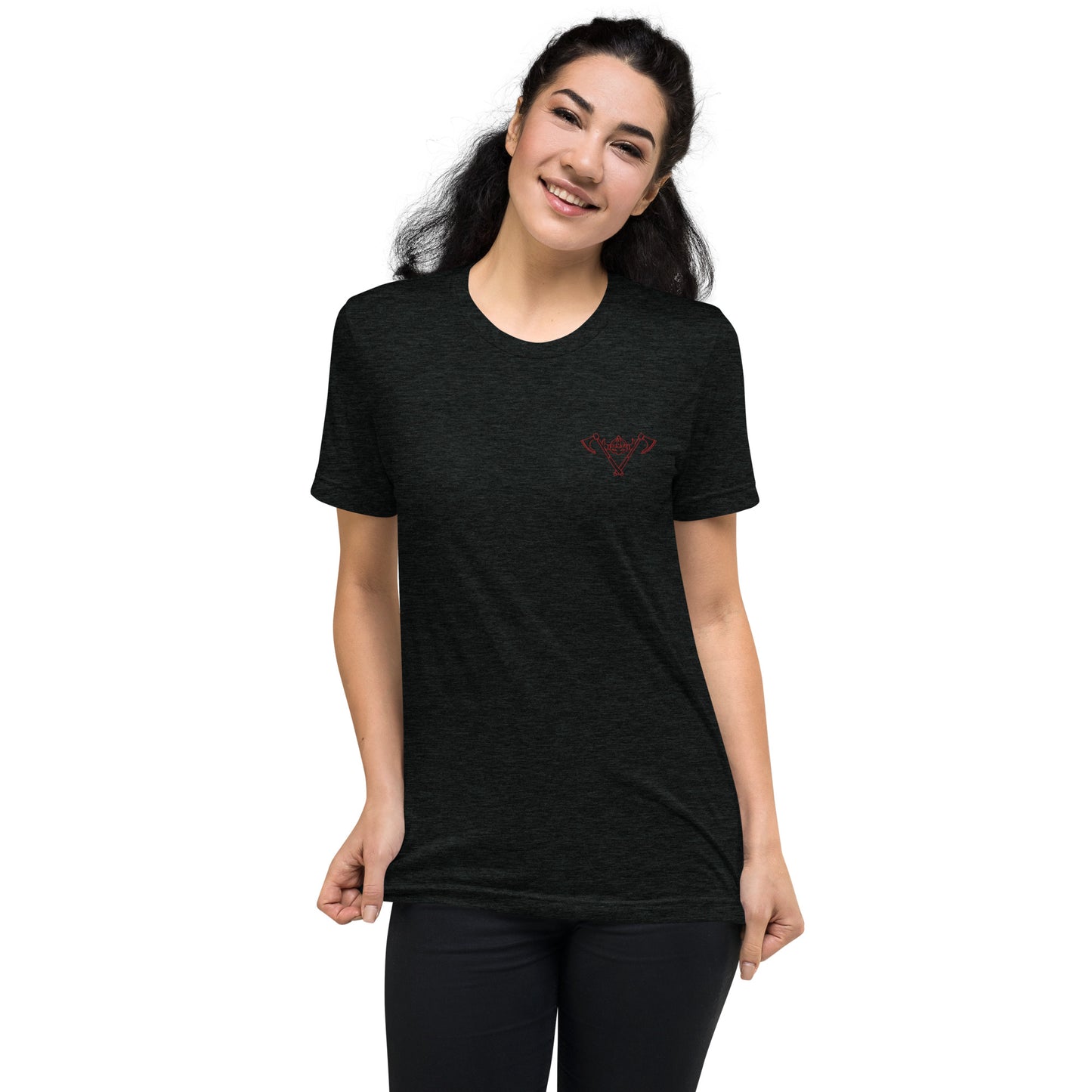 Womens Short sleeve t-shirt / Black-Red Logo / Red Valkyrie