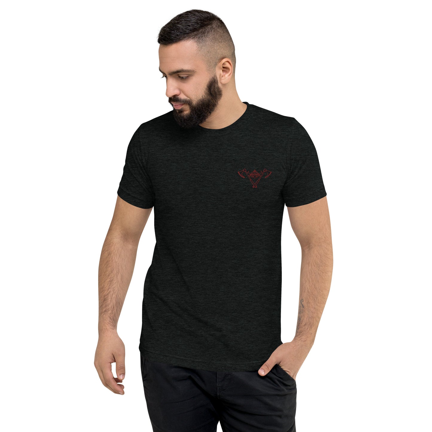 Mens Short sleeve t-shirt / Black-Red Logo / M16