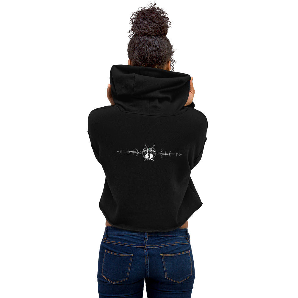 Womens Crop Hoodie / White Logo / Wolf Maiden