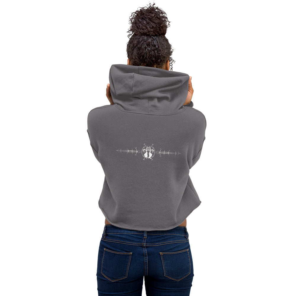 Womens Crop Hoodie / White Logo / Wolf Maiden